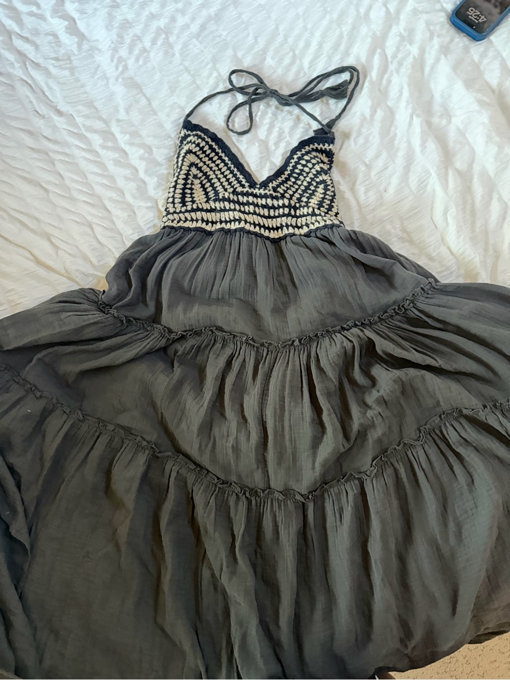 Lucky Brand Black & Cream Crochet Halter Camisole